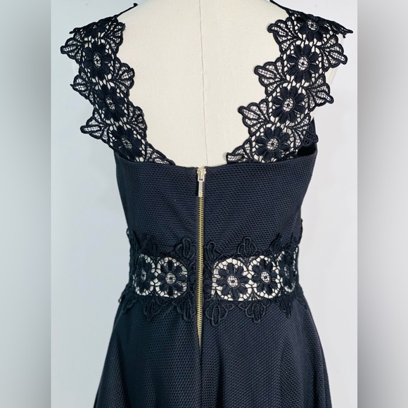 Ted Baker Monaa Lace Black Fit & Flare Midi Half Zip Dress Size 2 - Picture 9 of 13